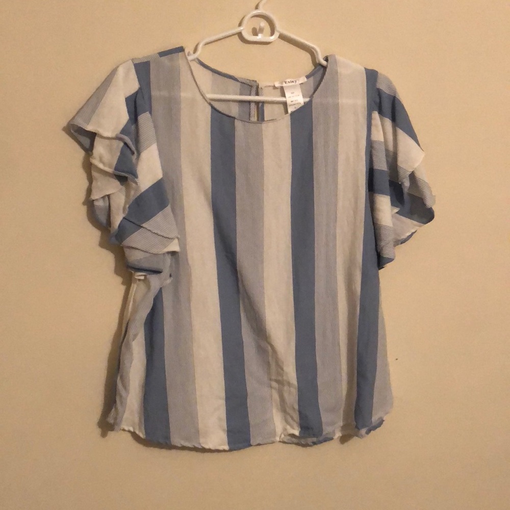Esley blue/white striped top
